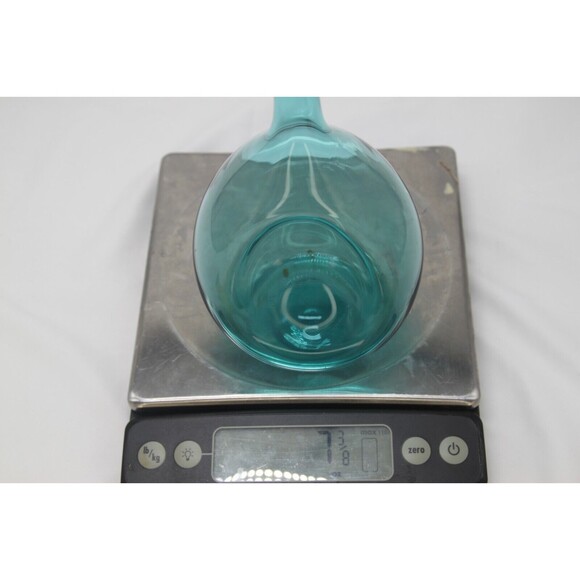 Dimpled Bulb Vase Hand Blown Art Glass Sweden MCM  Aqua Blue - Picture 3 of 16